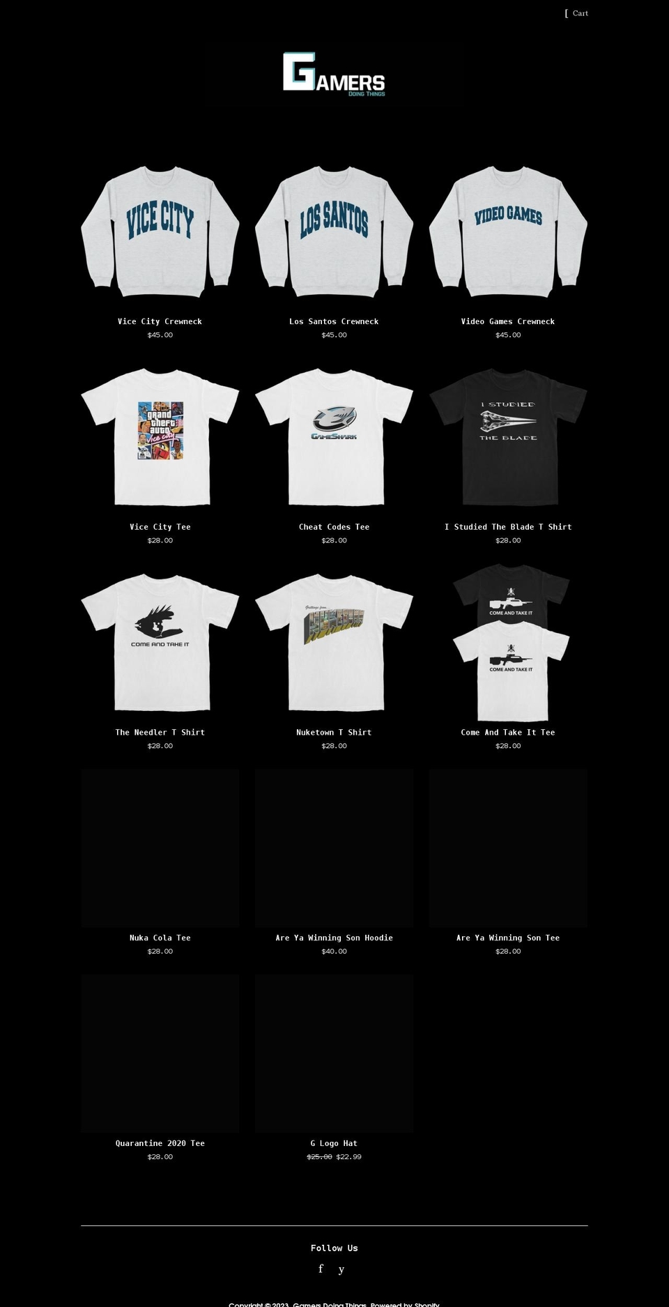 gamersdoingthings.com shopify website screenshot