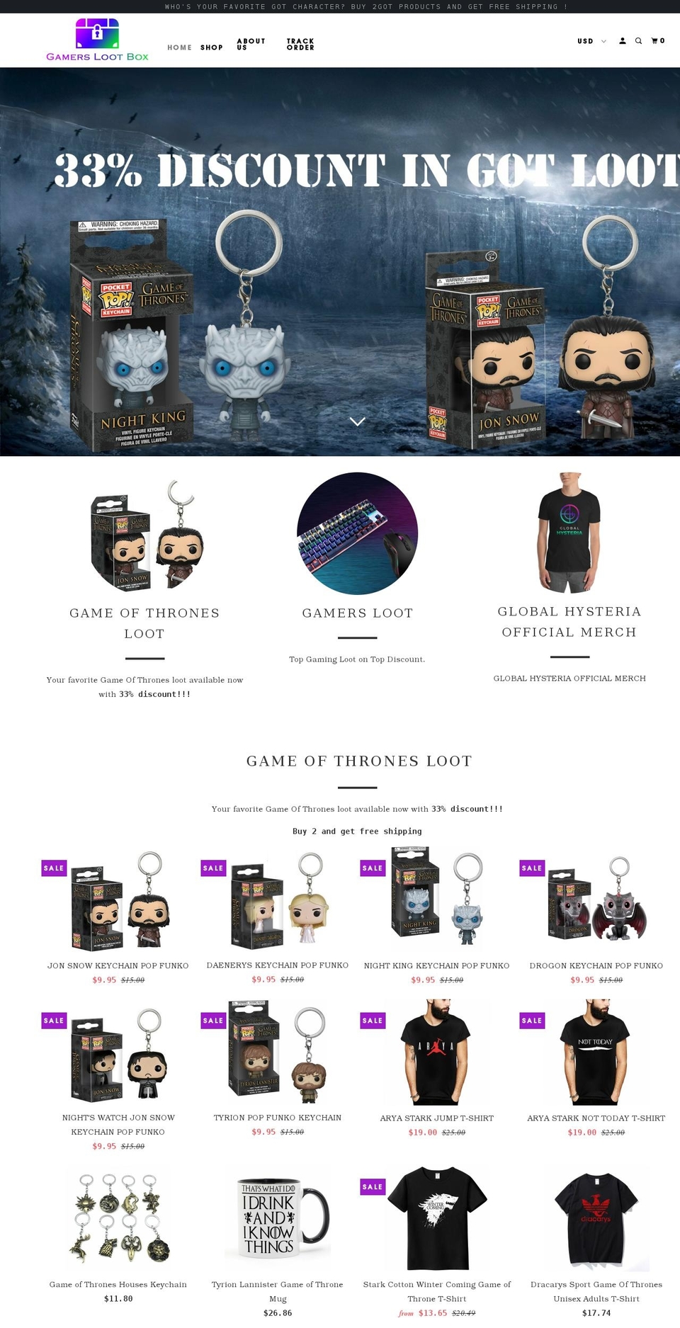 gamerslootbox.com shopify website screenshot