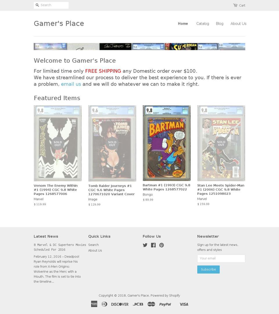 gamersplace-nj.com shopify website screenshot