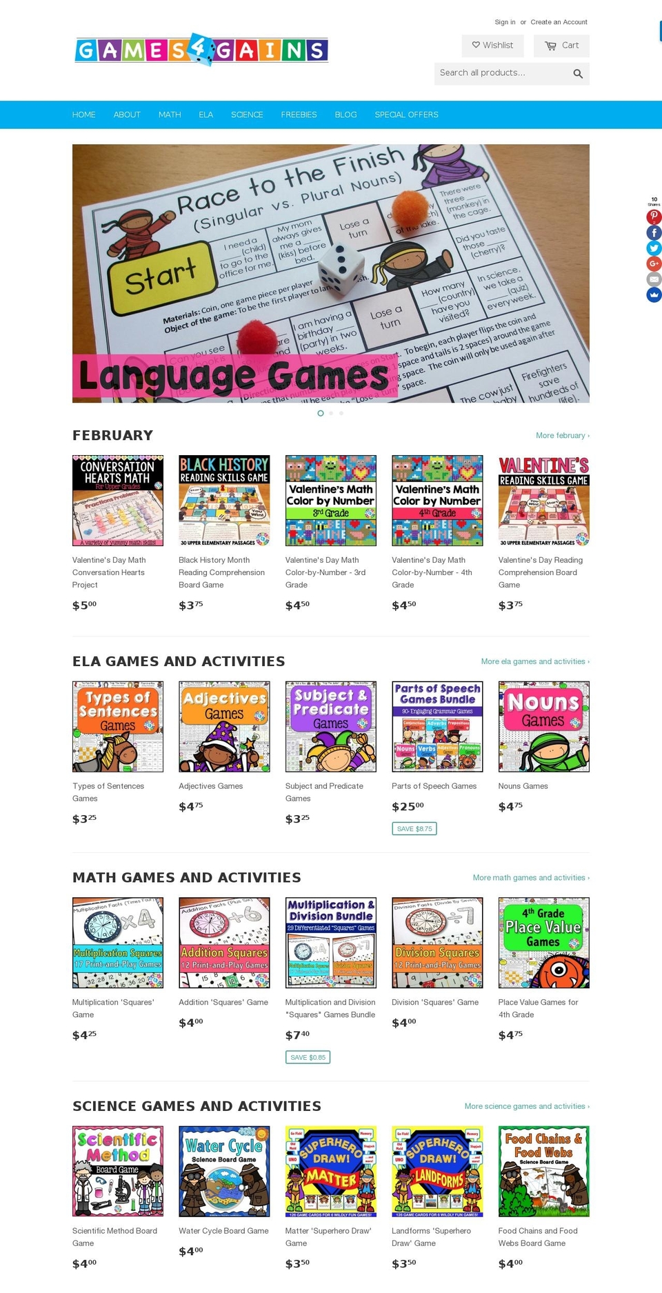 games4gains.com shopify website screenshot