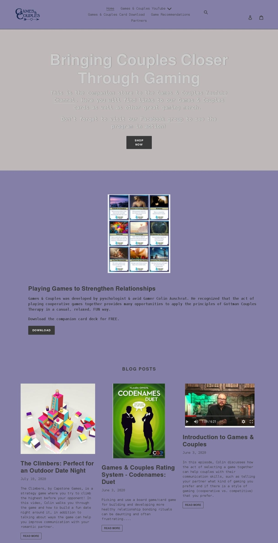 gamesandcouples.com shopify website screenshot