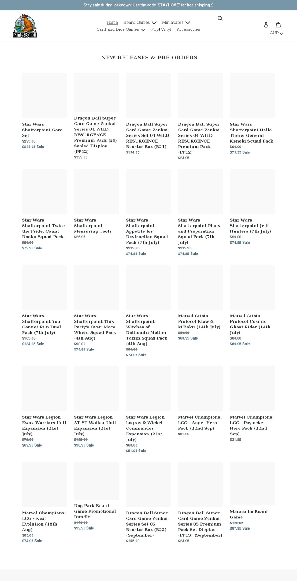 gamesbandit.com.au shopify website screenshot