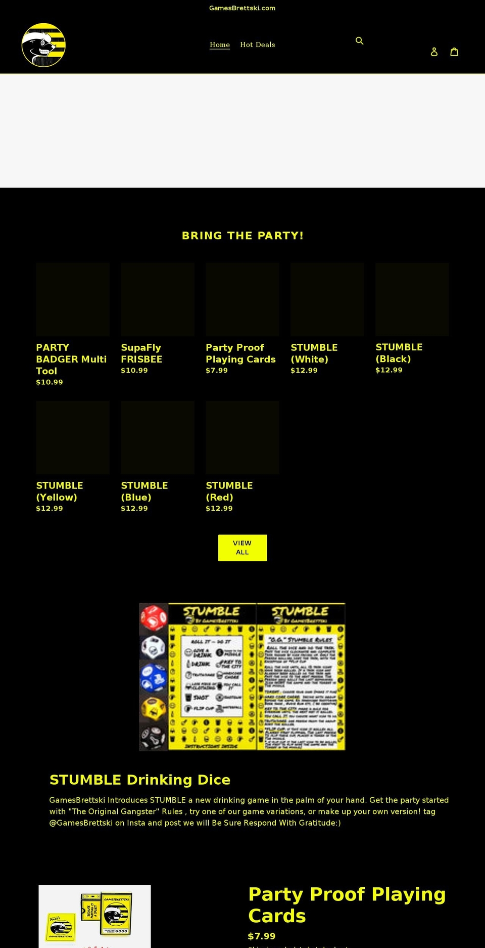 gamesbrettski.com shopify website screenshot