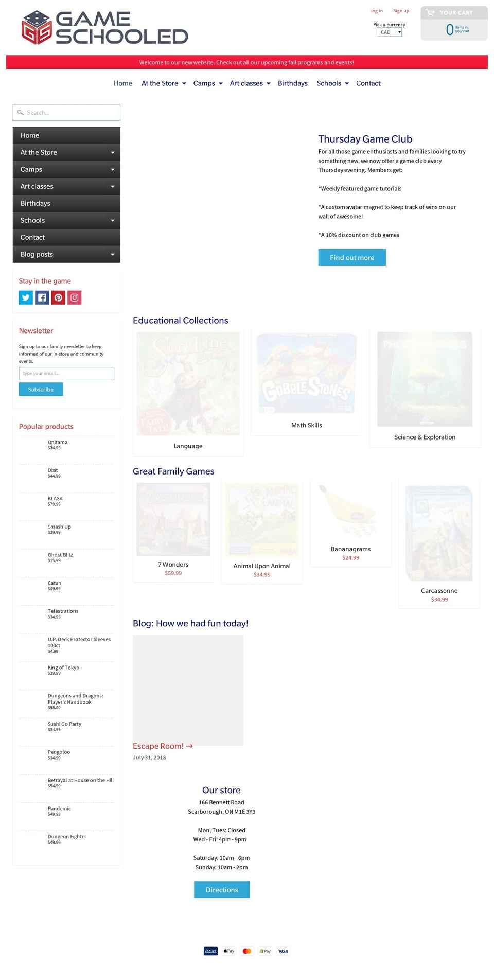 gameschooled.com — Shopify storefront screenshot