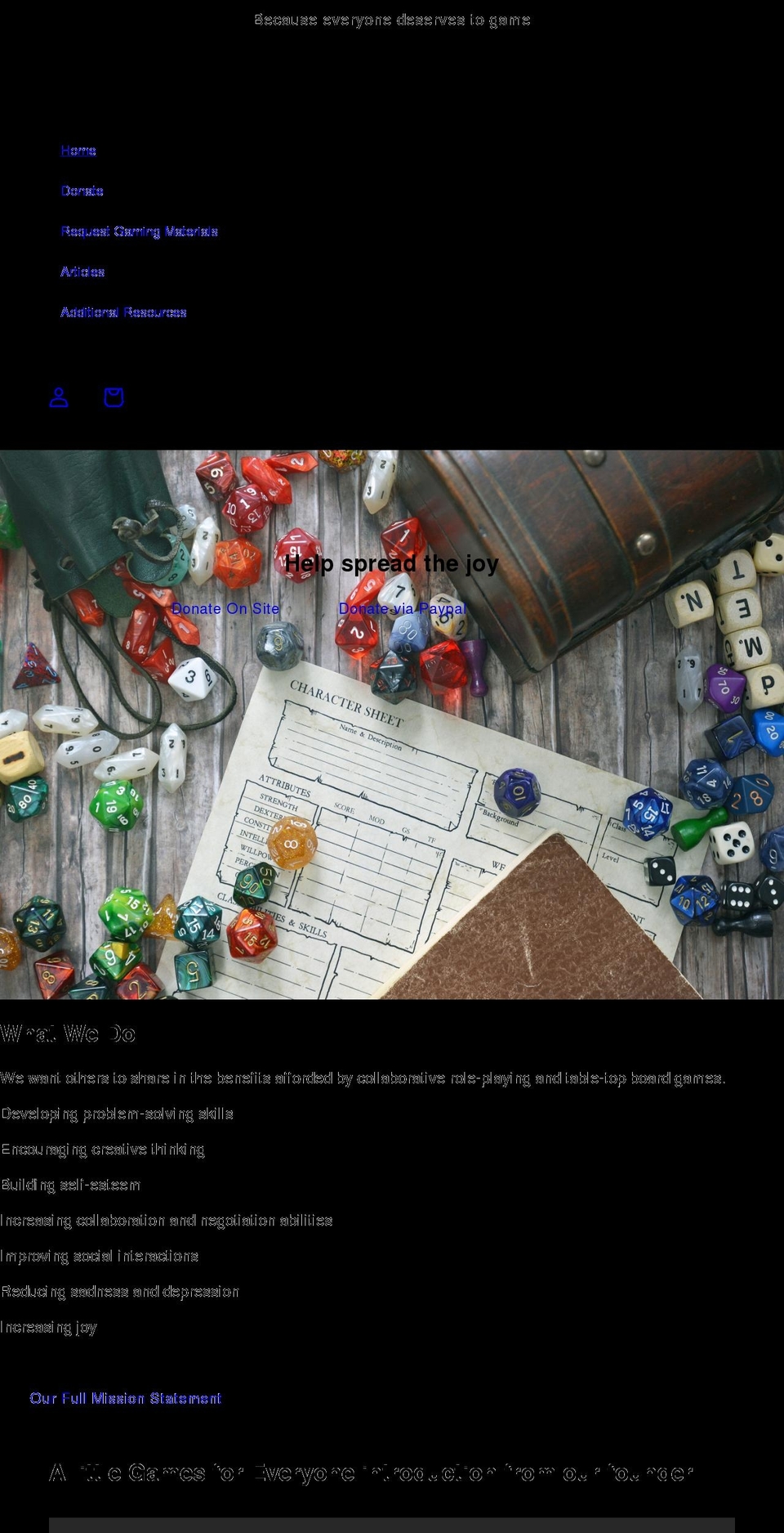 gamesforeveryone.org shopify website screenshot