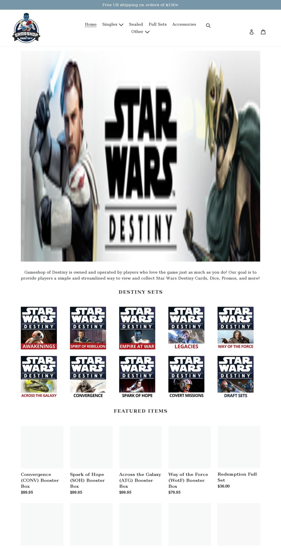 gameshopofdestiny.com shopify website screenshot