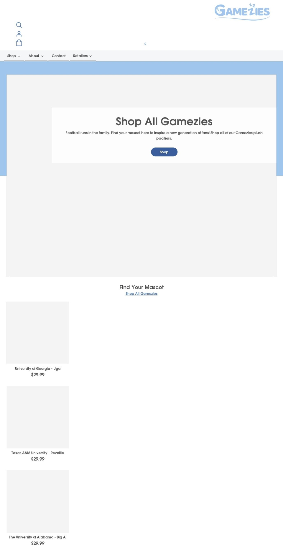 gamezies.com shopify website screenshot