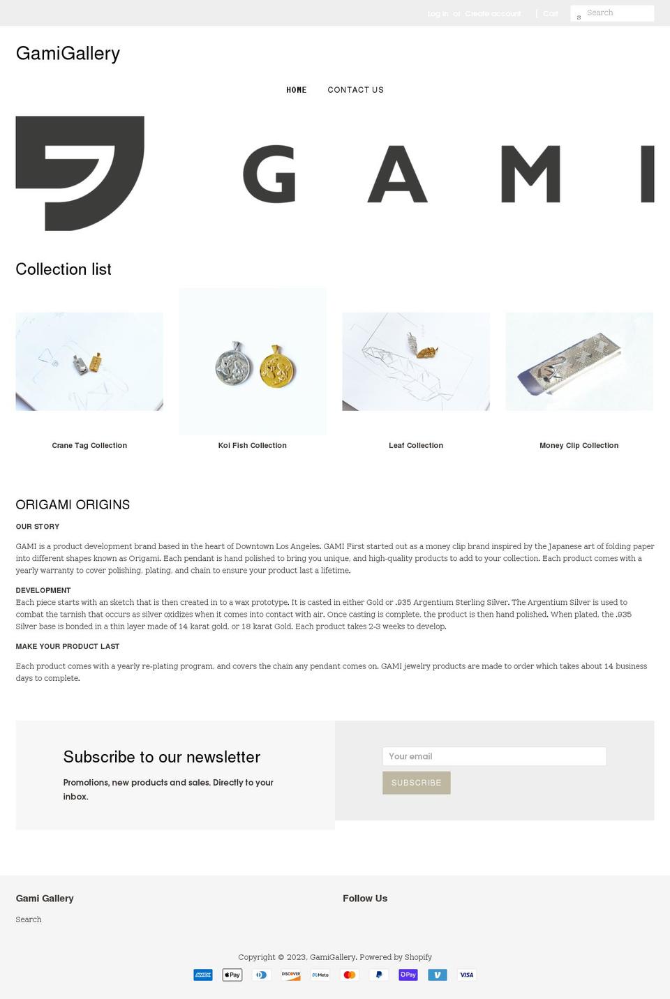 gamigallery.store shopify website screenshot