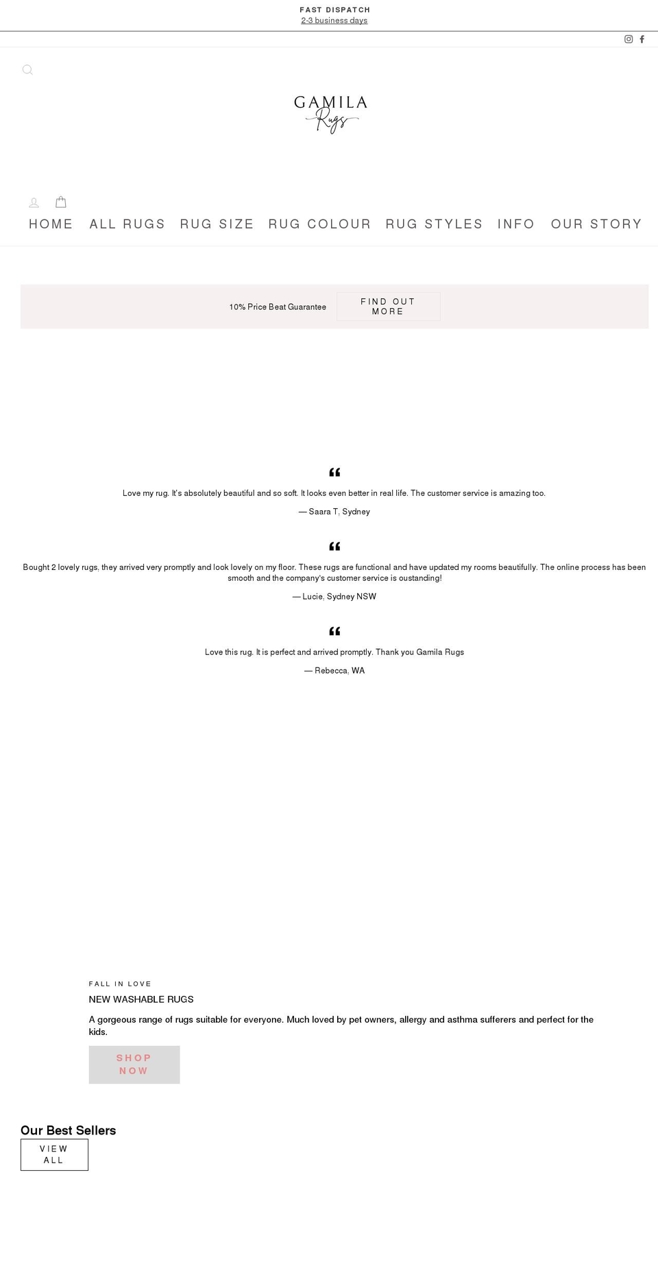 gamilarugs.com shopify website screenshot