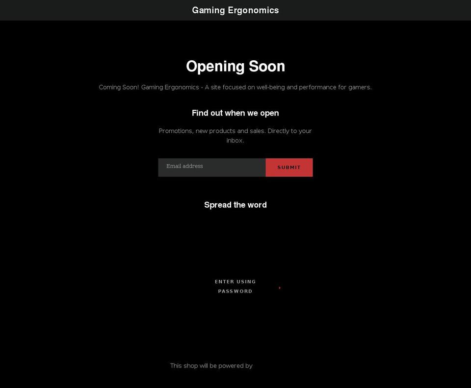 gaming-ergonomics.com shopify website screenshot