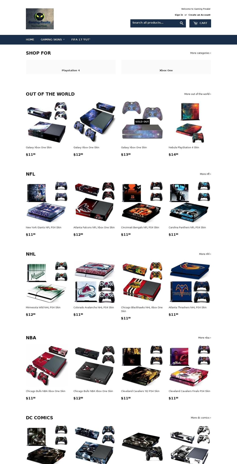 gamingfreakz.net shopify website screenshot
