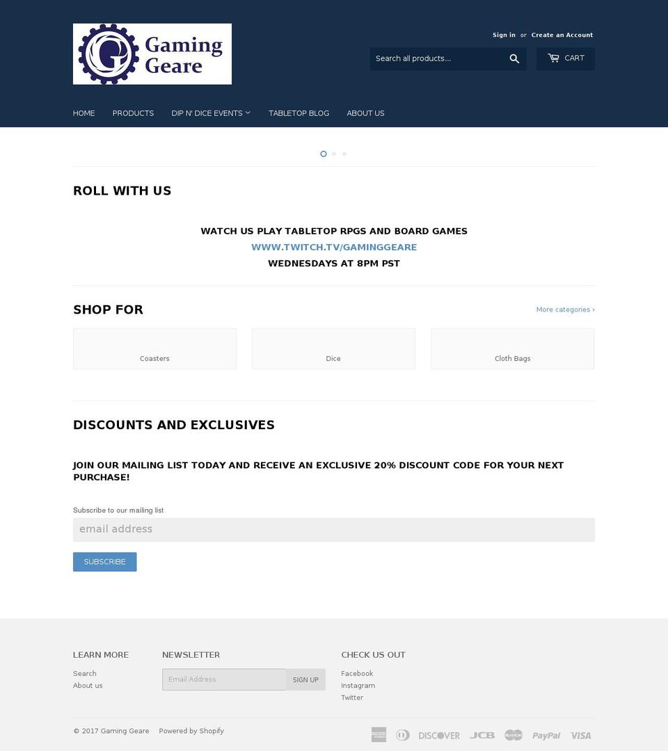 gaminggeare.com shopify website screenshot