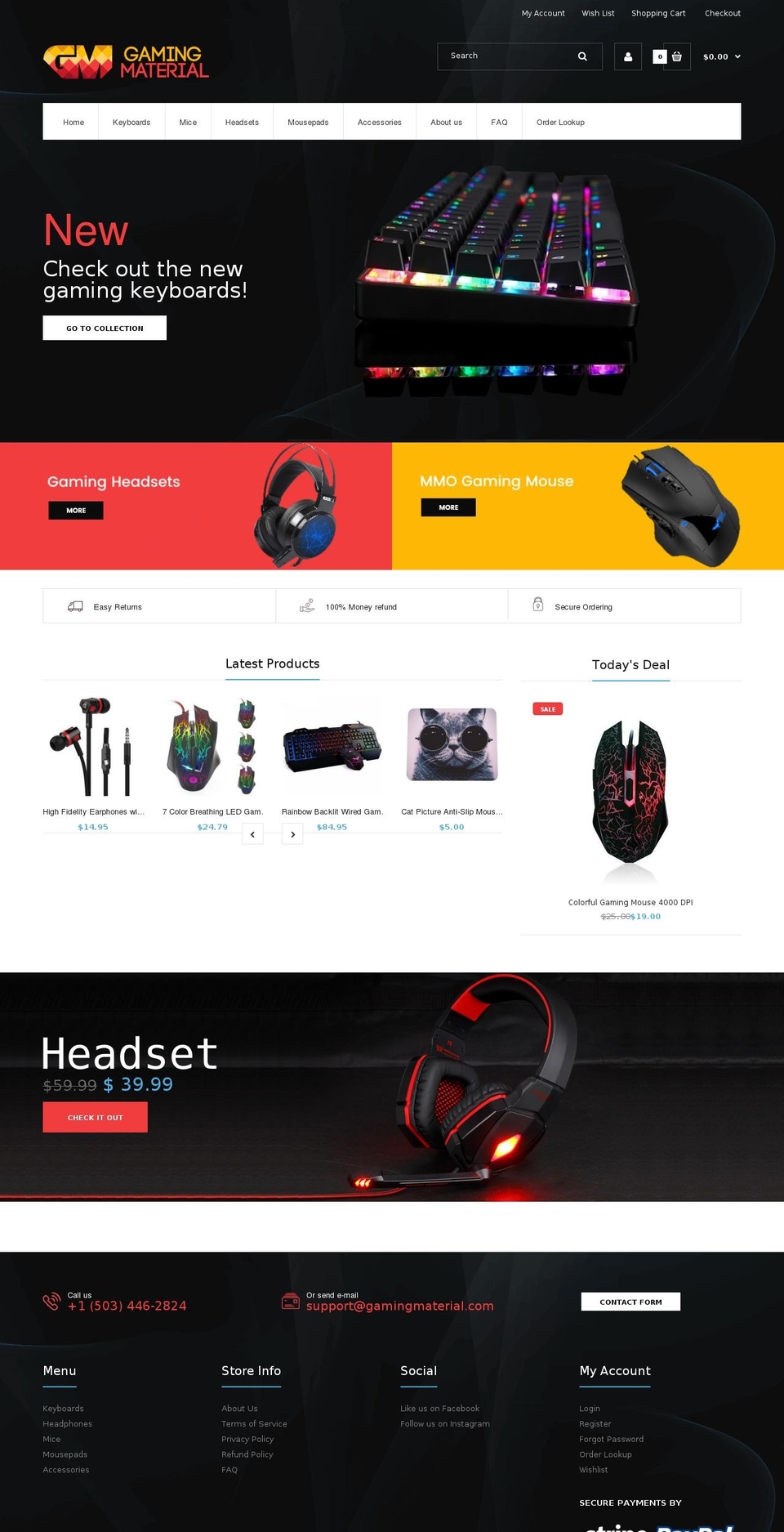 gamingmaterial.com — Shopify storefront screenshot