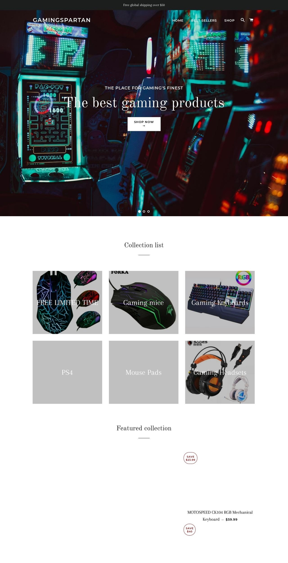 gamingspartan.com — Shopify storefront screenshot