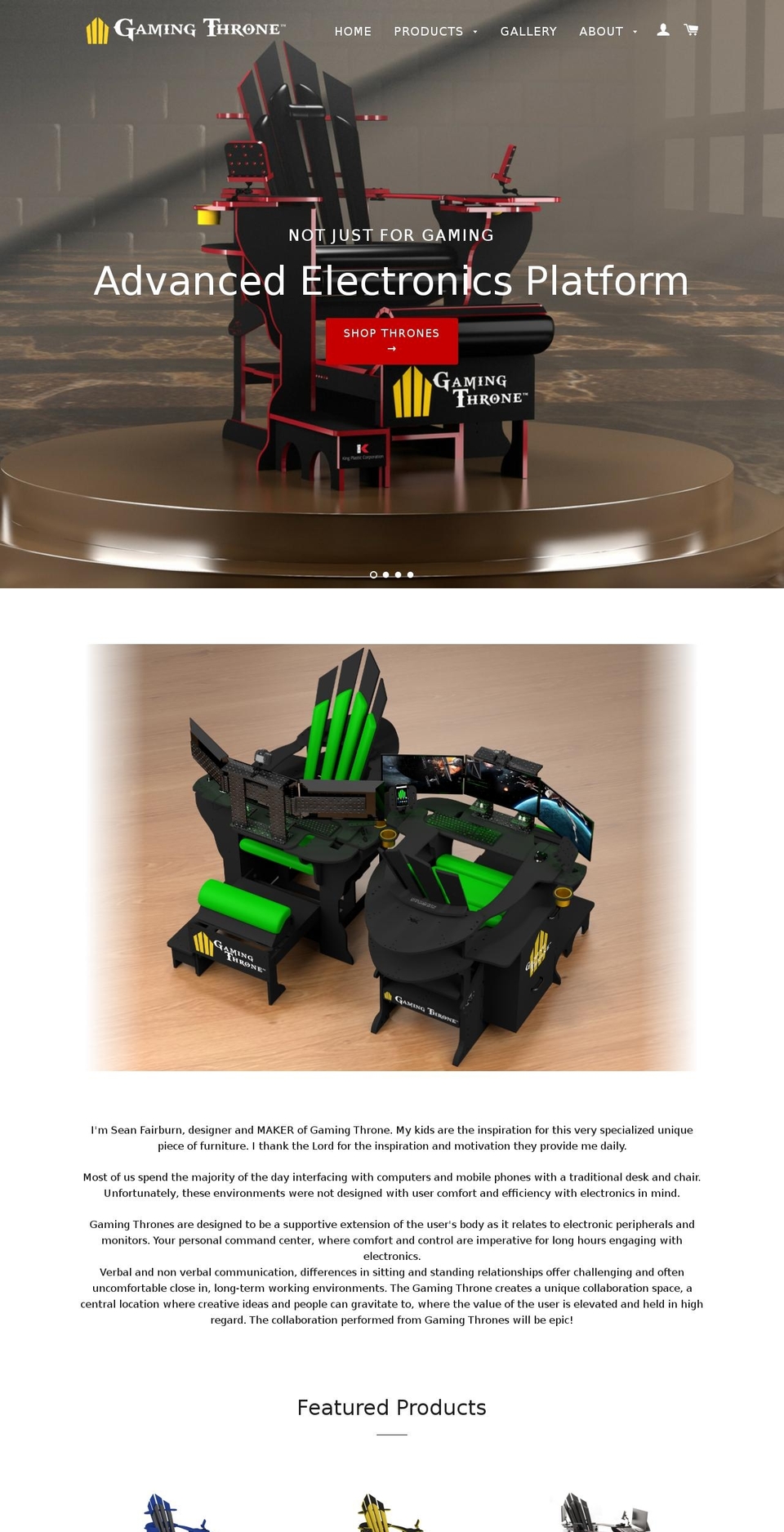 gamingthrone.com shopify website screenshot