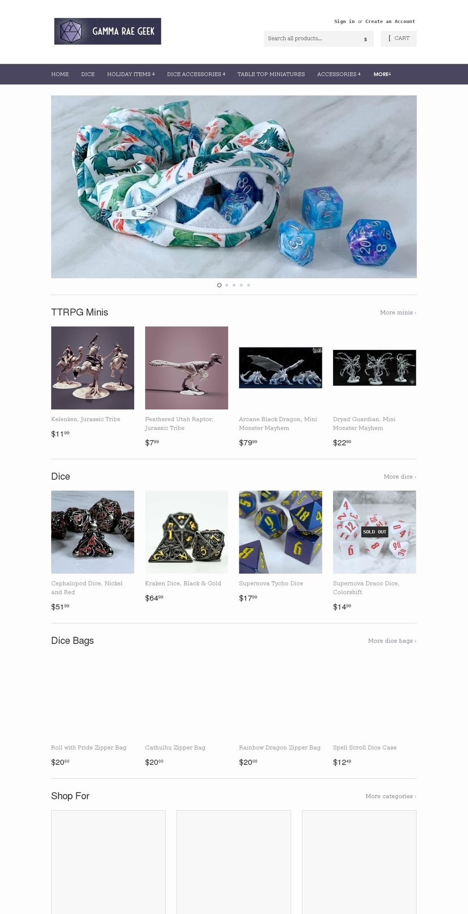gammaraegeek.com shopify website screenshot