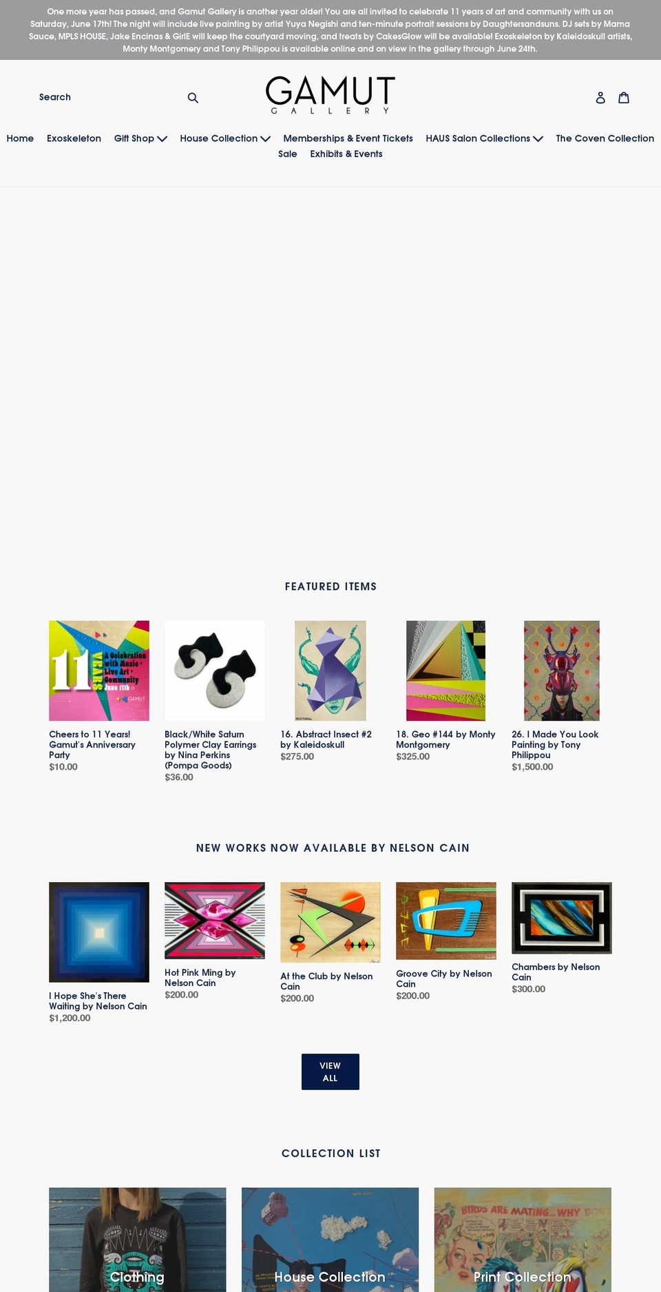 gamut-gallery.myshopify.com shopify website screenshot