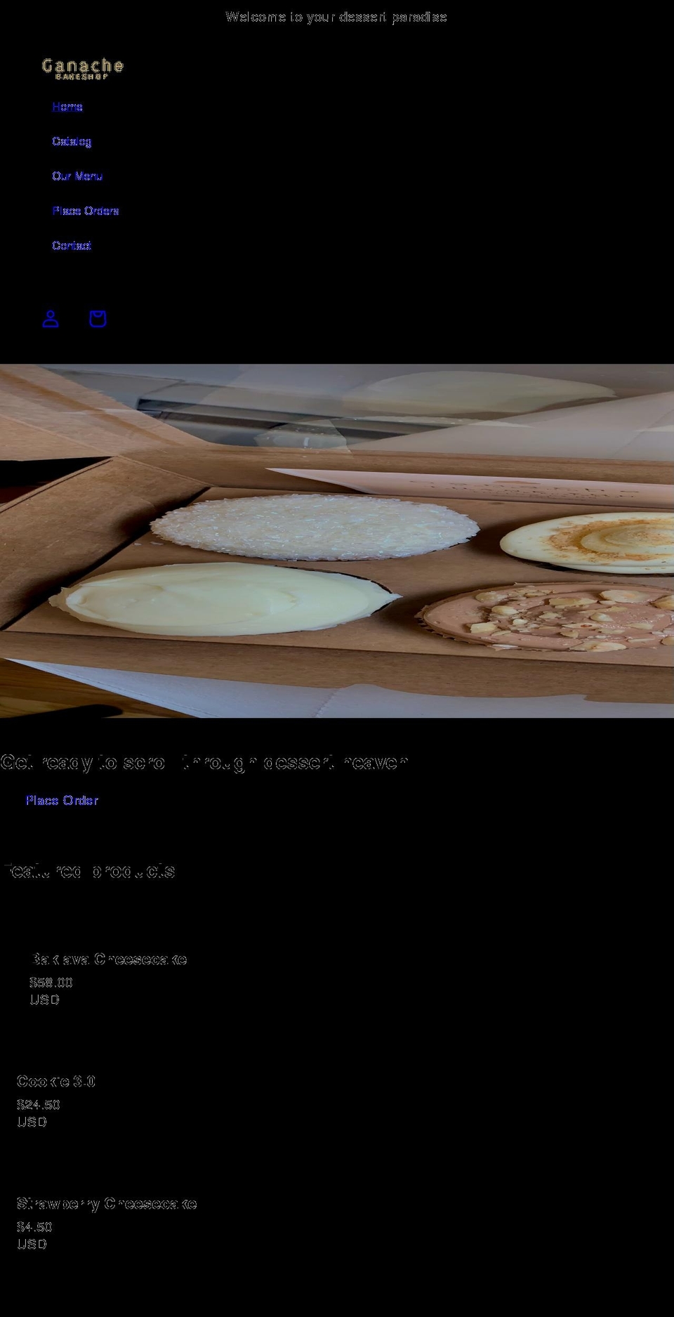 ganachebakeshop.com shopify website screenshot
