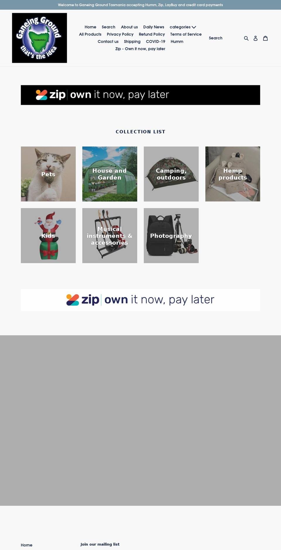ganeingground.com.au shopify website screenshot