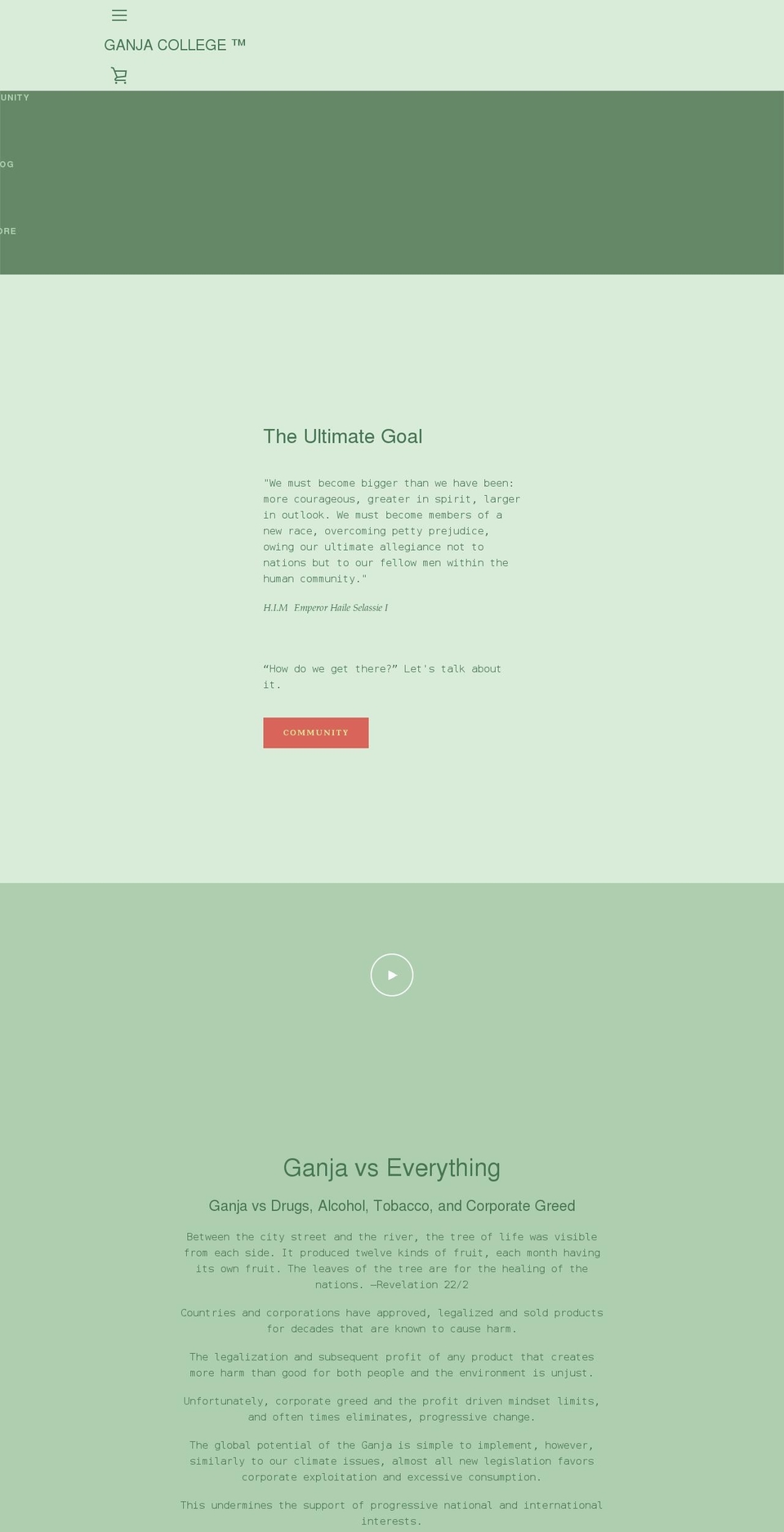 ganjacollege.com shopify website screenshot
