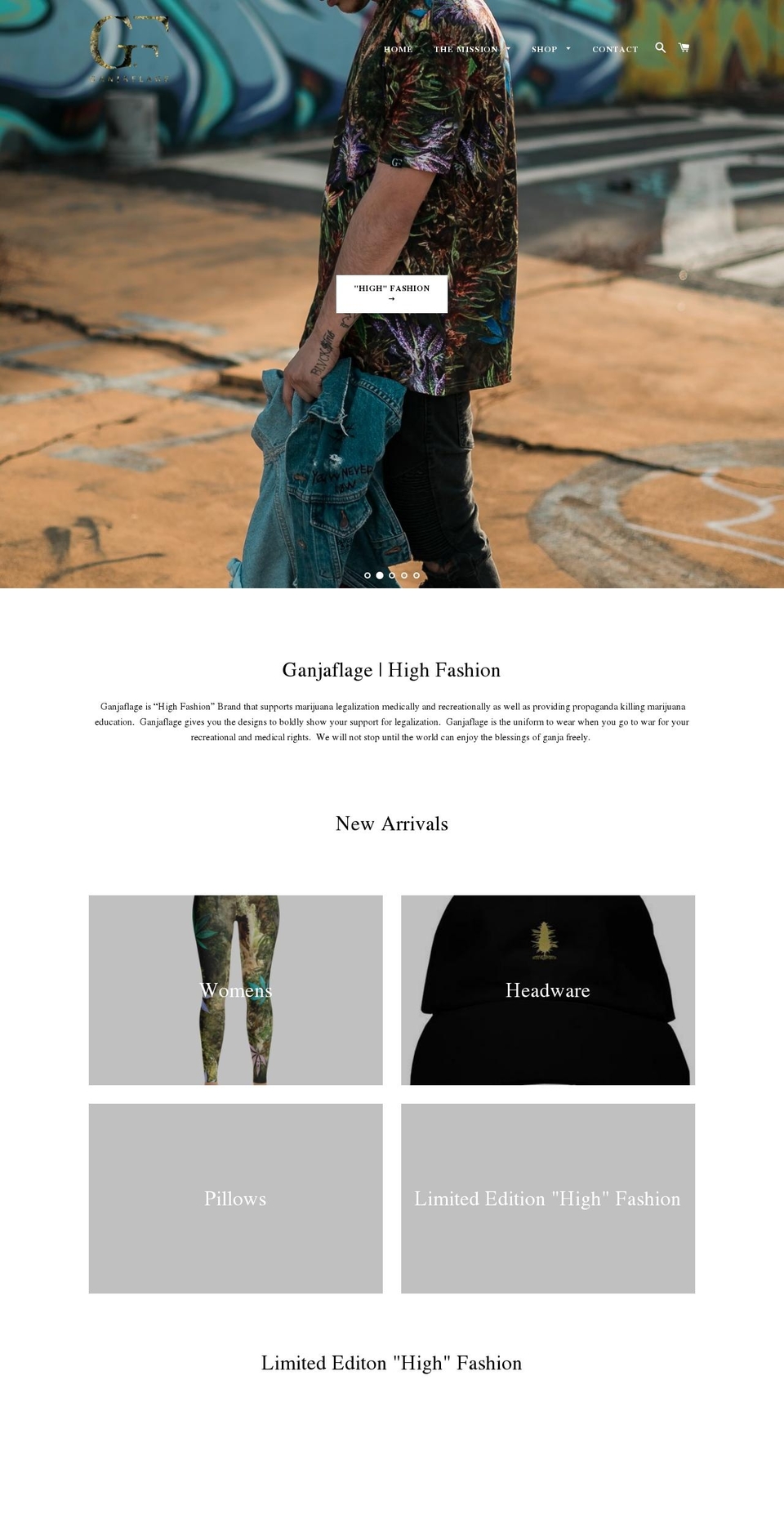 ganjaflage.com shopify website screenshot