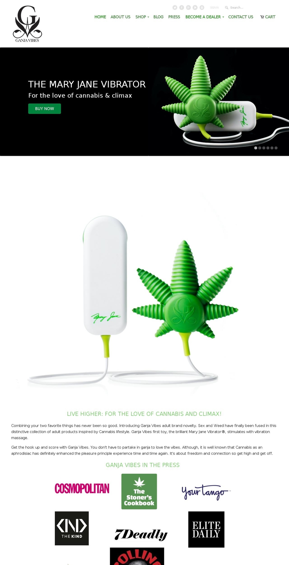 ganjavibes.com shopify website screenshot