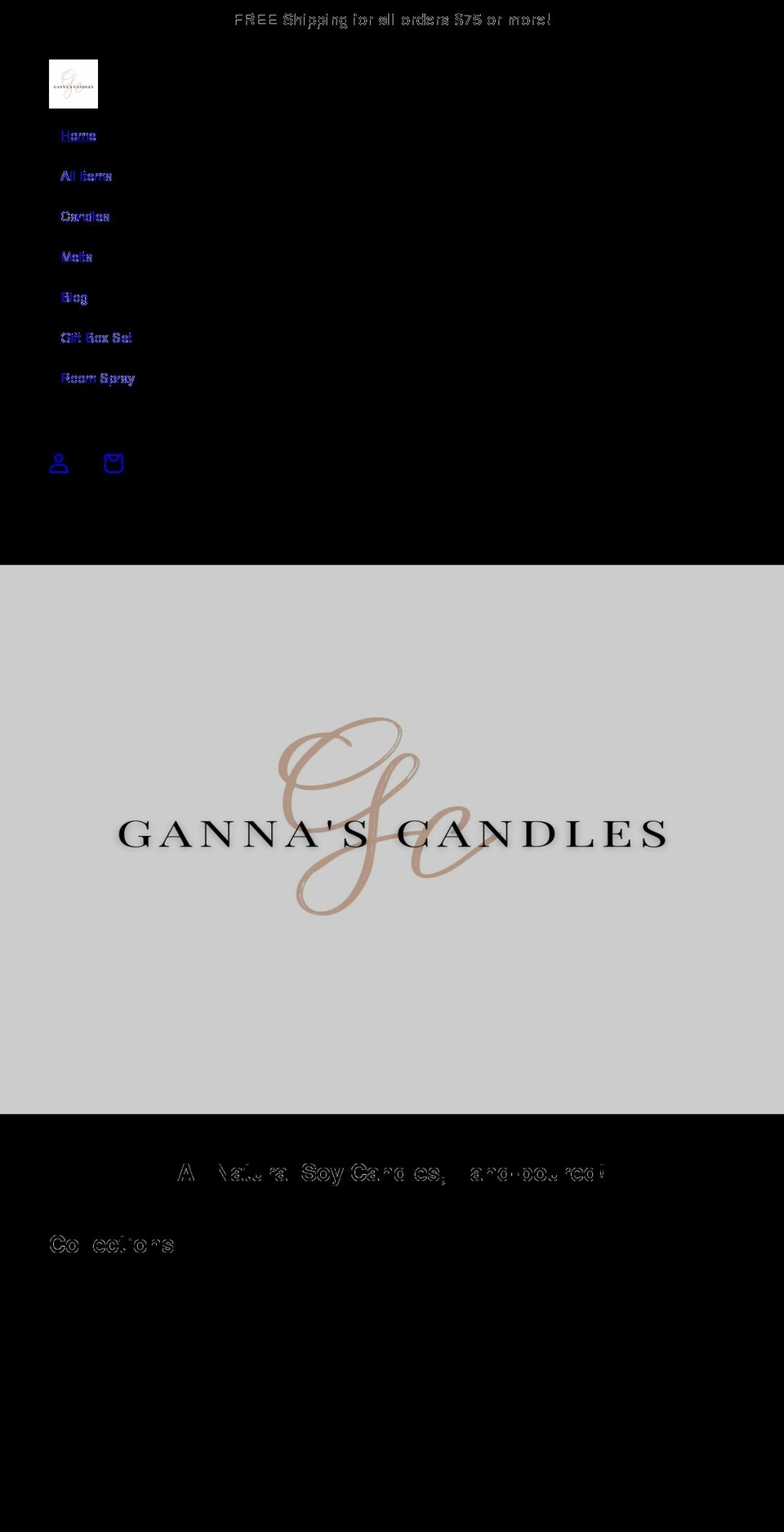 gannascandles.com — Shopify storefront screenshot