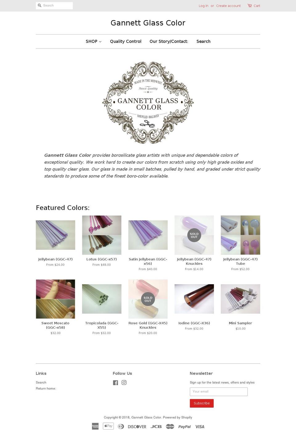 gannettglasscolor.com — Shopify storefront screenshot