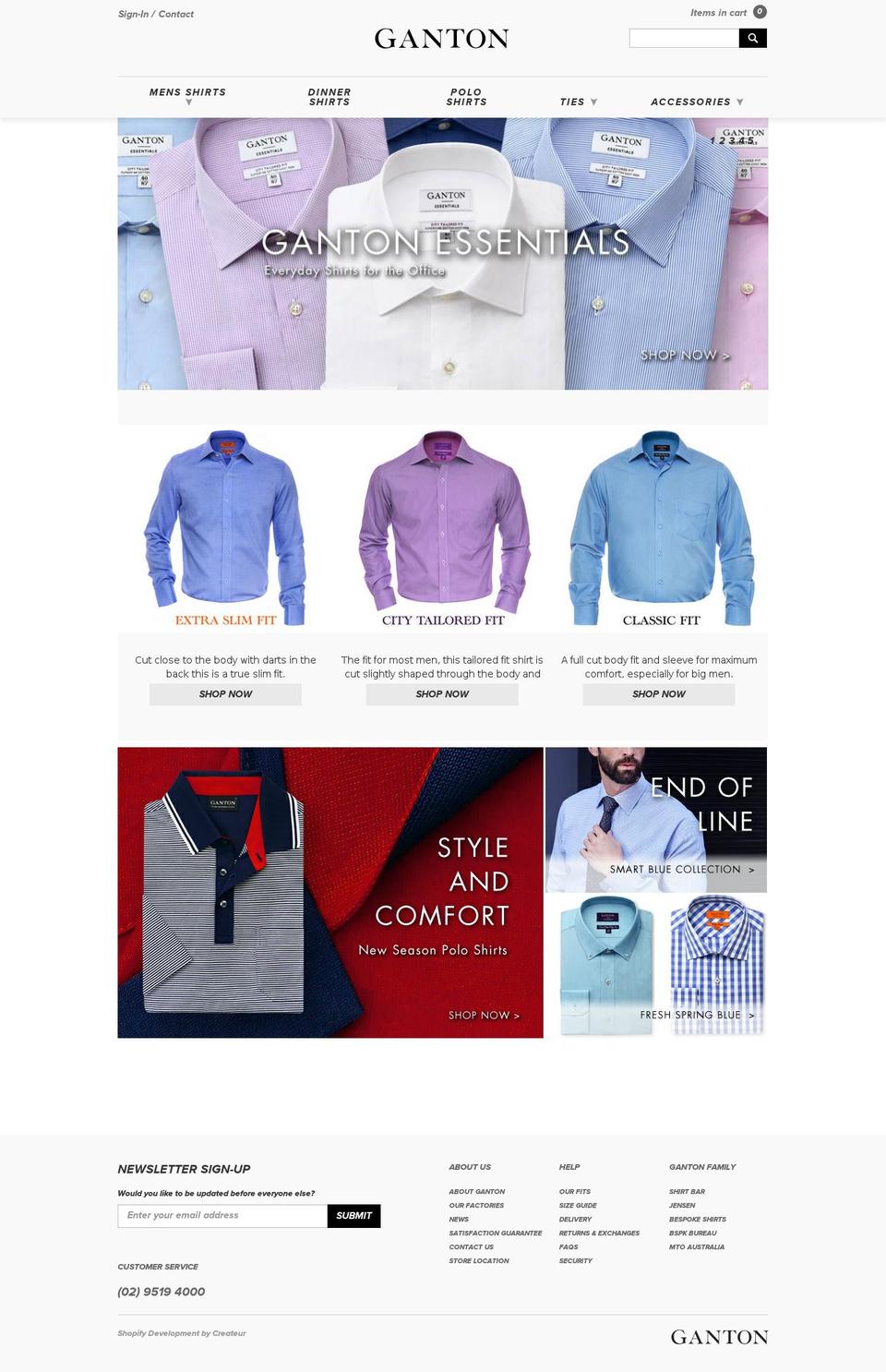 ganton.com.au shopify website screenshot