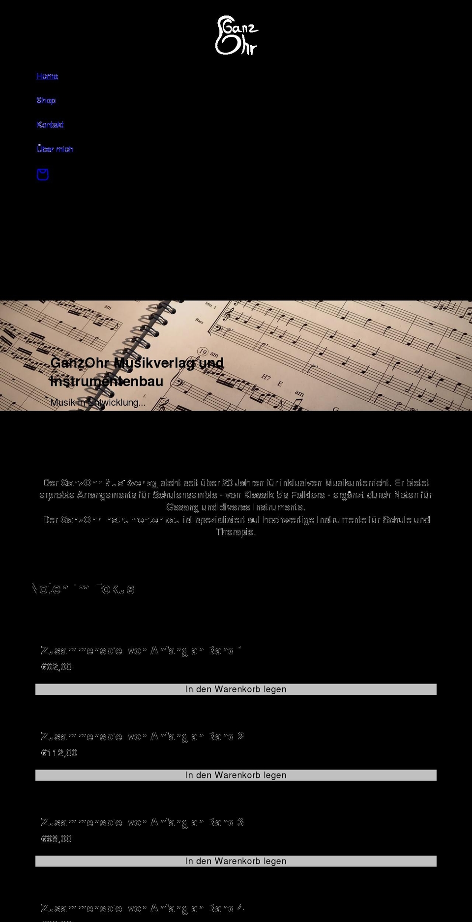 ganzohr-musik.de shopify website screenshot