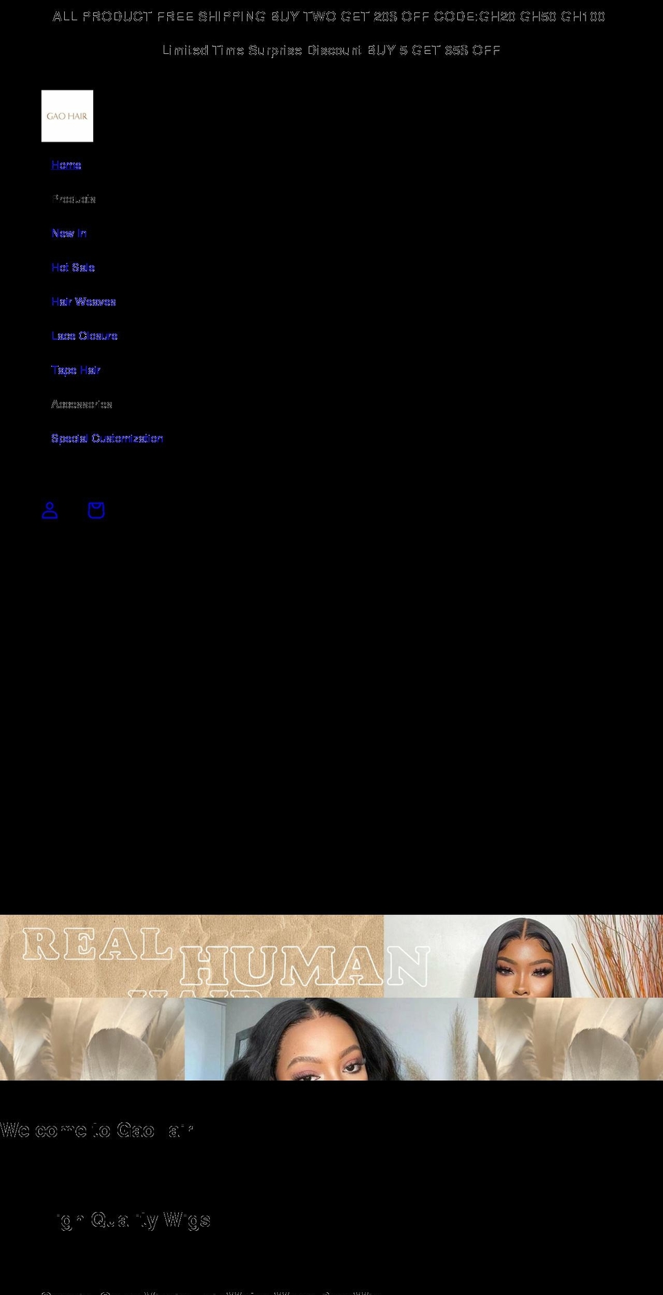 gaohair.com shopify website screenshot
