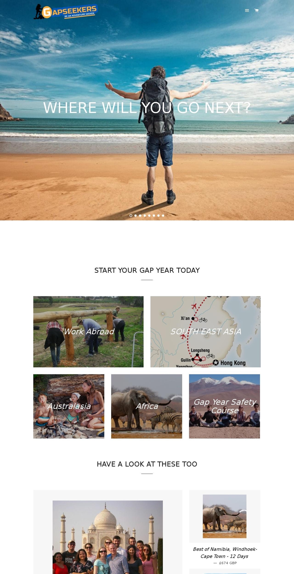 gapseekers.net shopify website screenshot