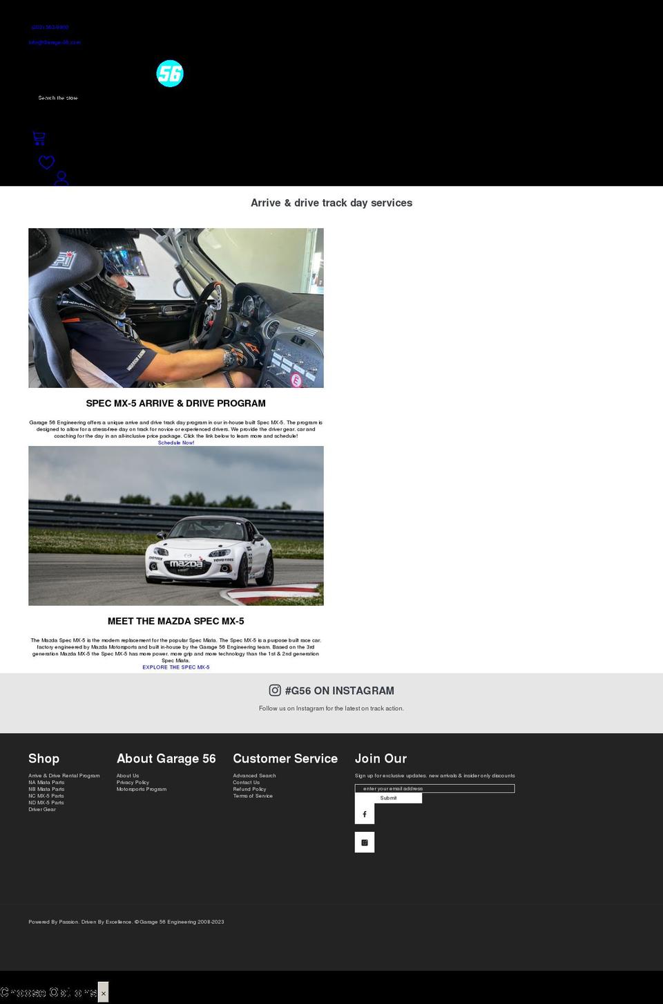 garage-56.com shopify website screenshot