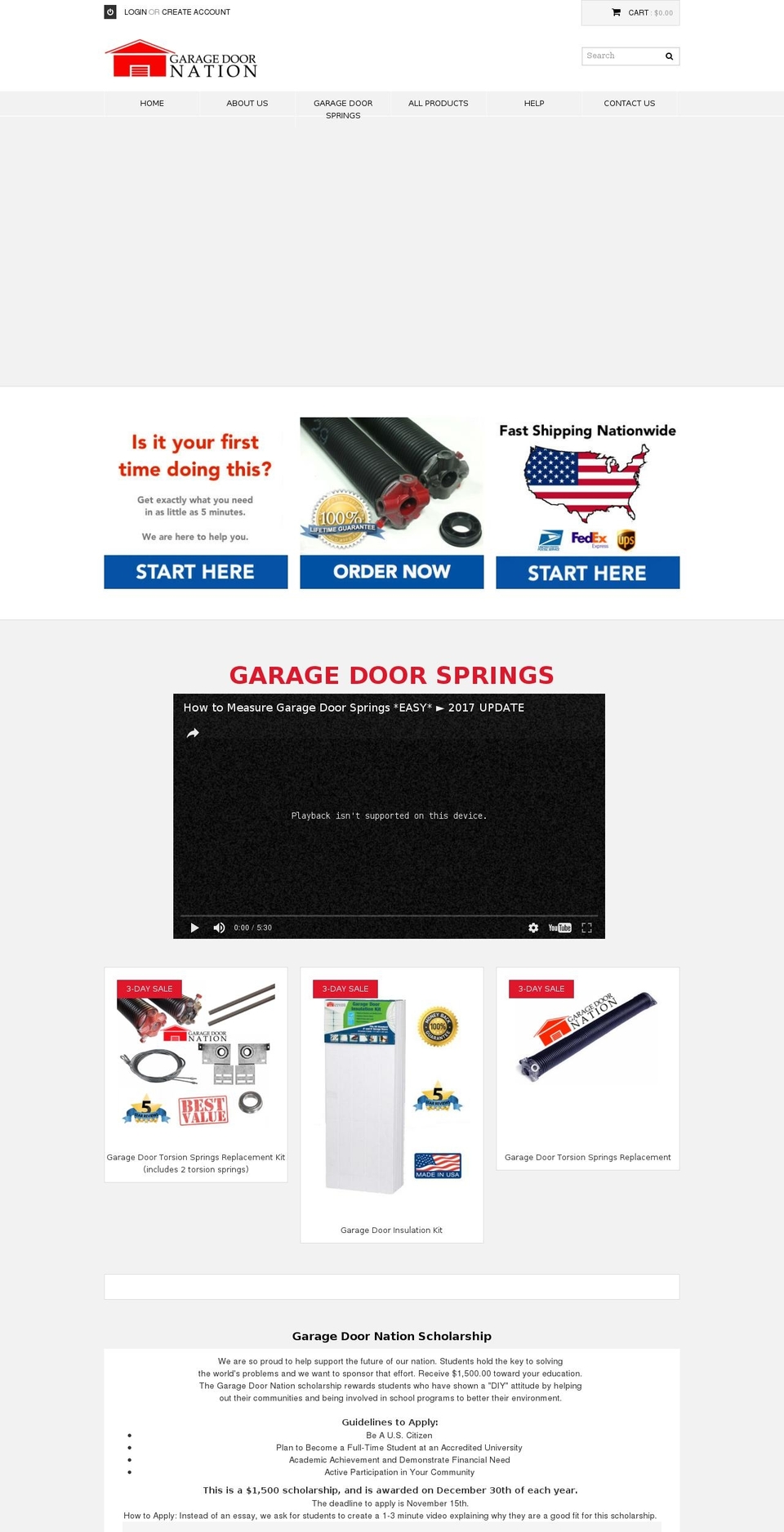 garage-springs.myshopify.com shopify website screenshot