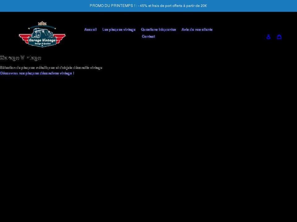 garage-vintage.net shopify website screenshot