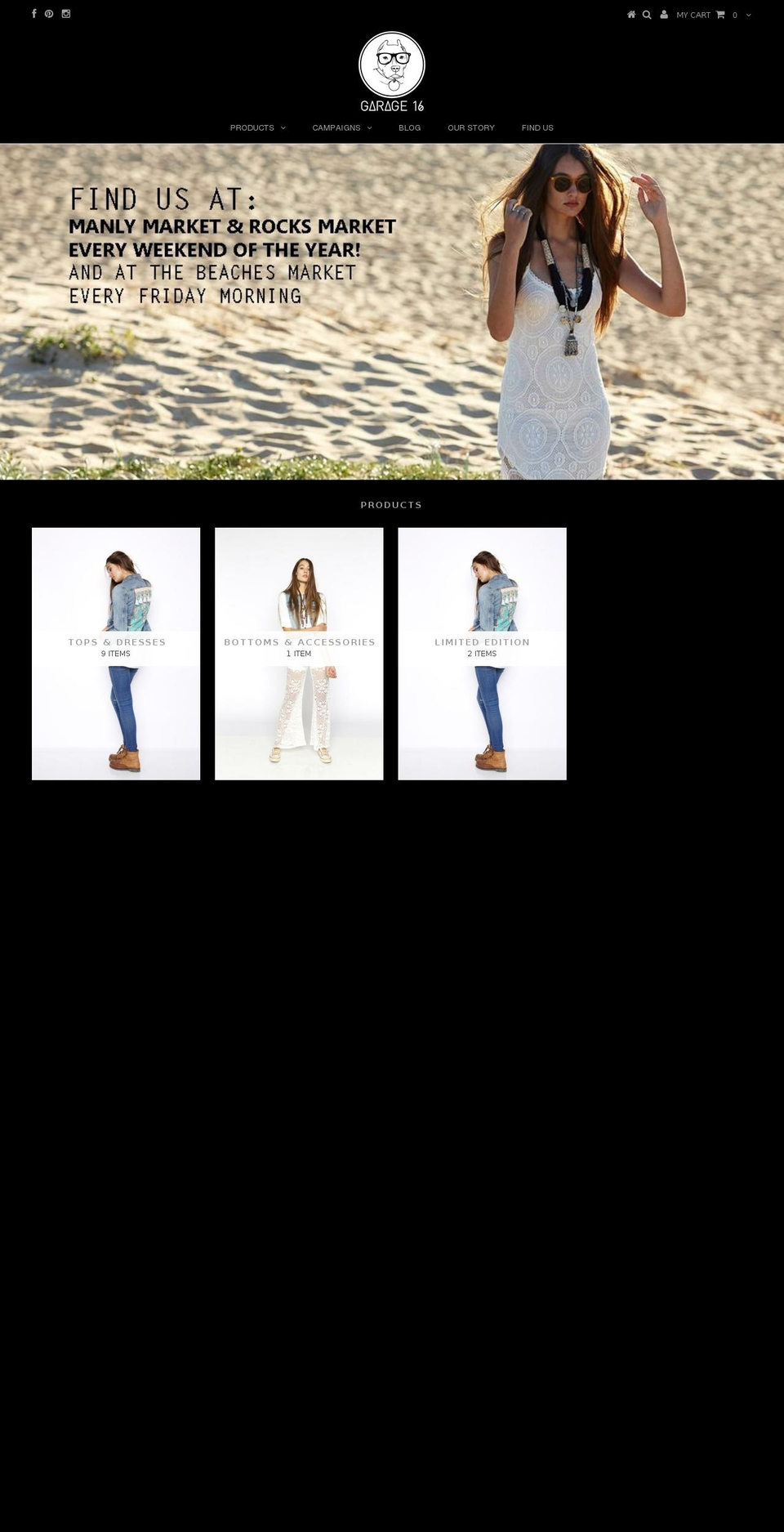garage16.com.au shopify website screenshot