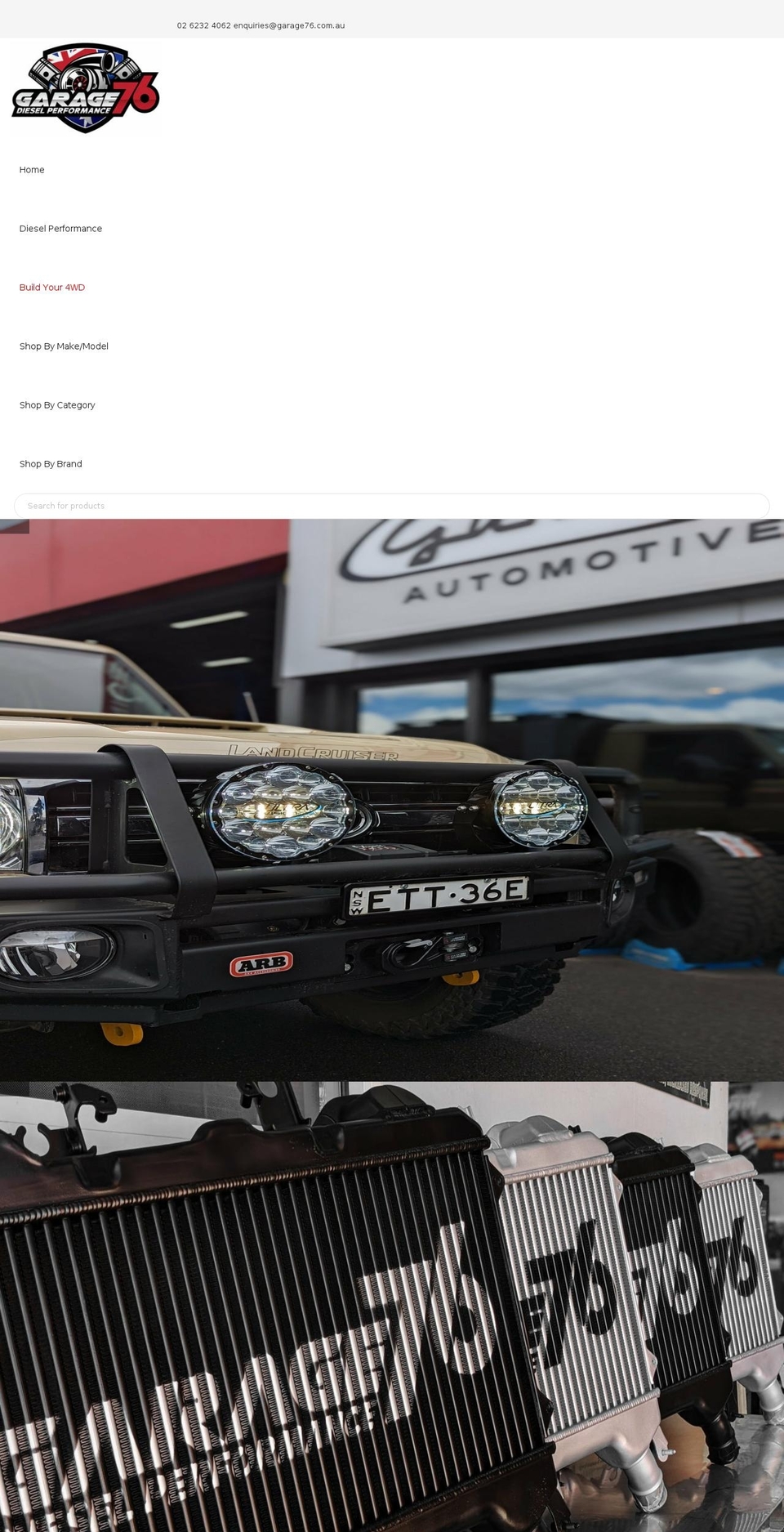 garage76.com.au shopify website screenshot