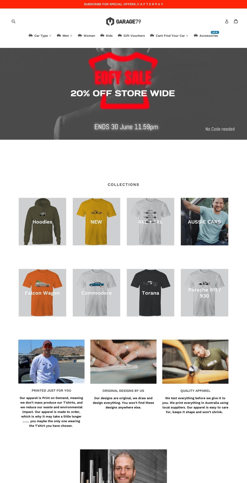 garage79.com.au shopify website screenshot