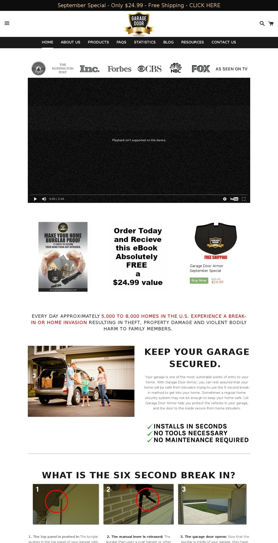garagedoorarmour.com shopify website screenshot