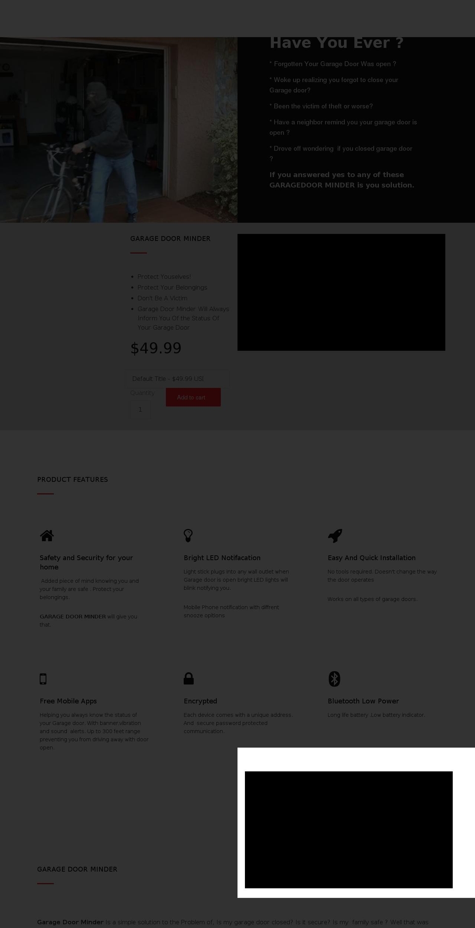 garagedoorminder.com shopify website screenshot