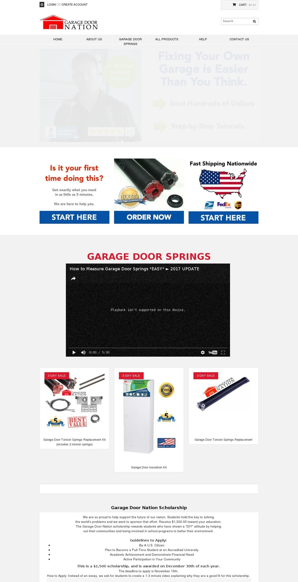 garagedoornation.com shopify website screenshot