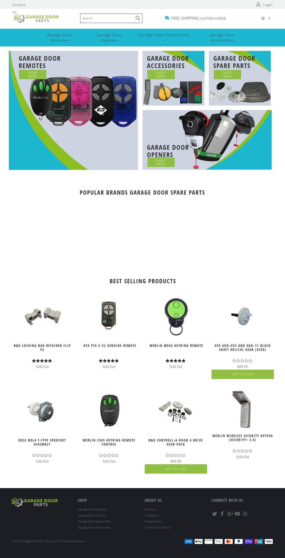 garagedoorparts.com.au shopify website screenshot