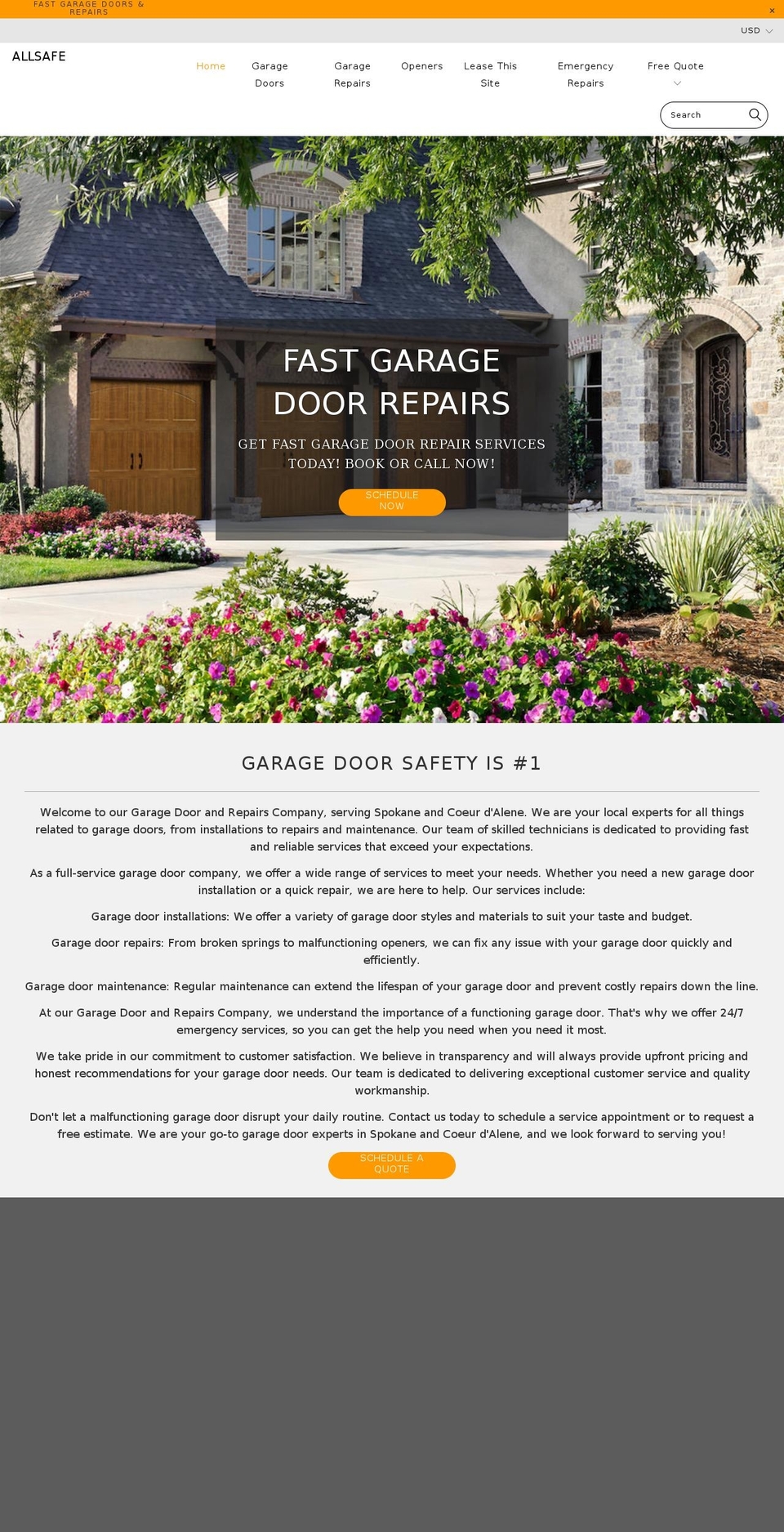 garagedoorspokanewa.com shopify website screenshot