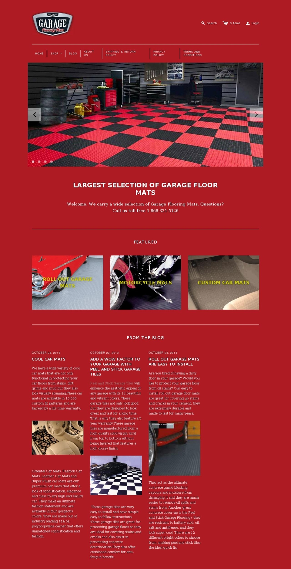 garageflooringmats.com shopify website screenshot