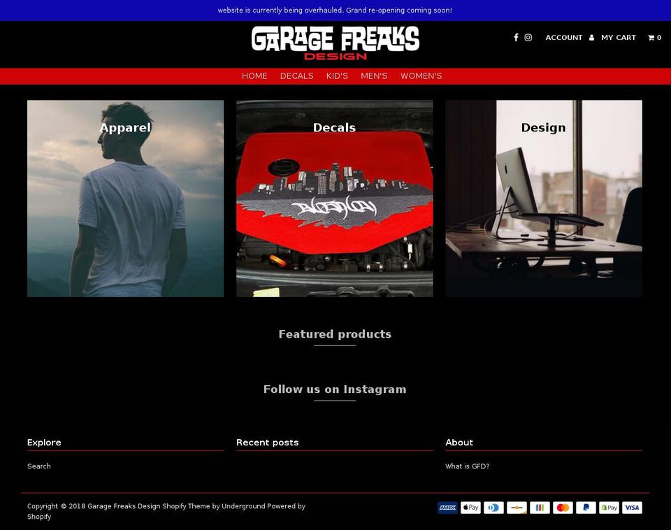 garagefreaksdesign.com — Shopify storefront screenshot