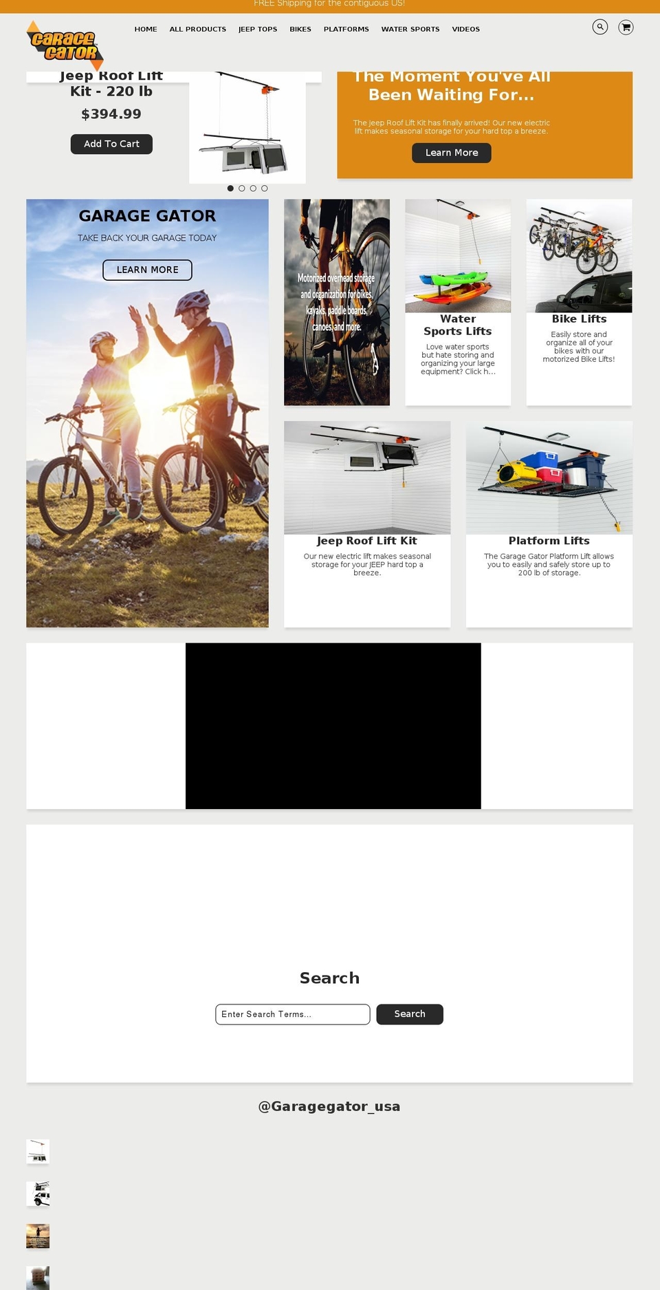 garagegator.com — Shopify storefront screenshot