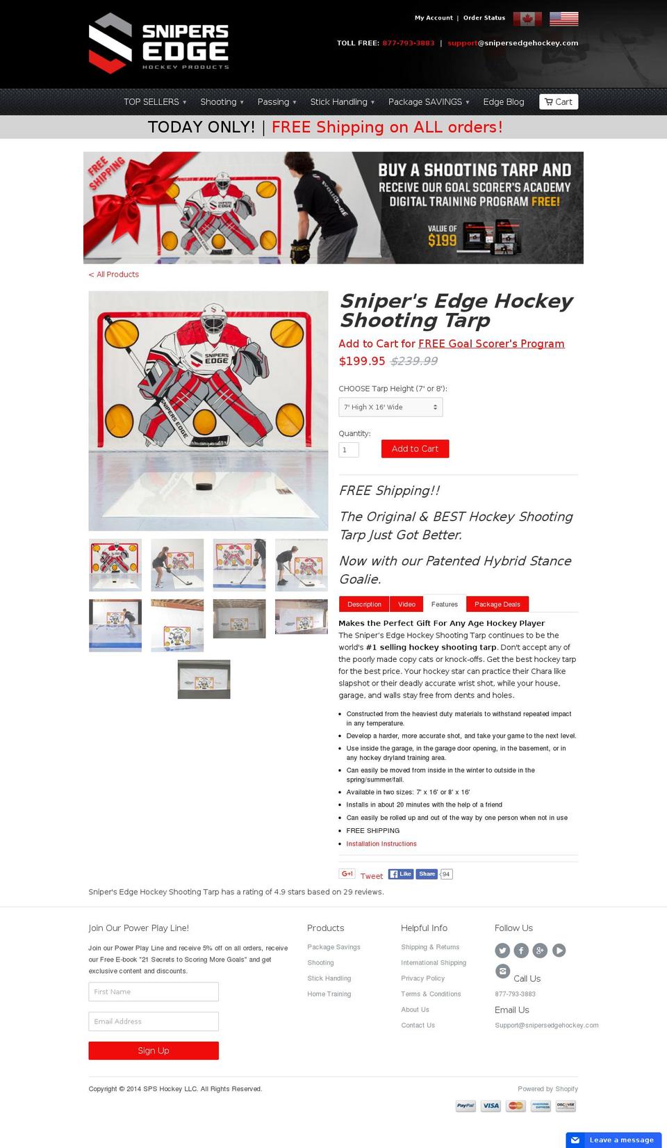 Snipers Edge USA Shopify theme site example garagegoalies.com