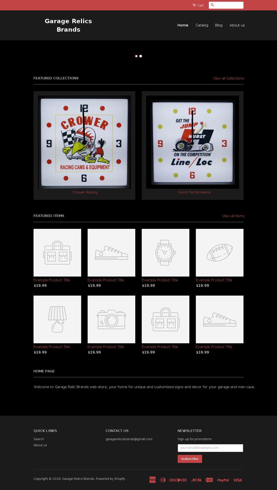garagerelics.com — Shopify storefront screenshot