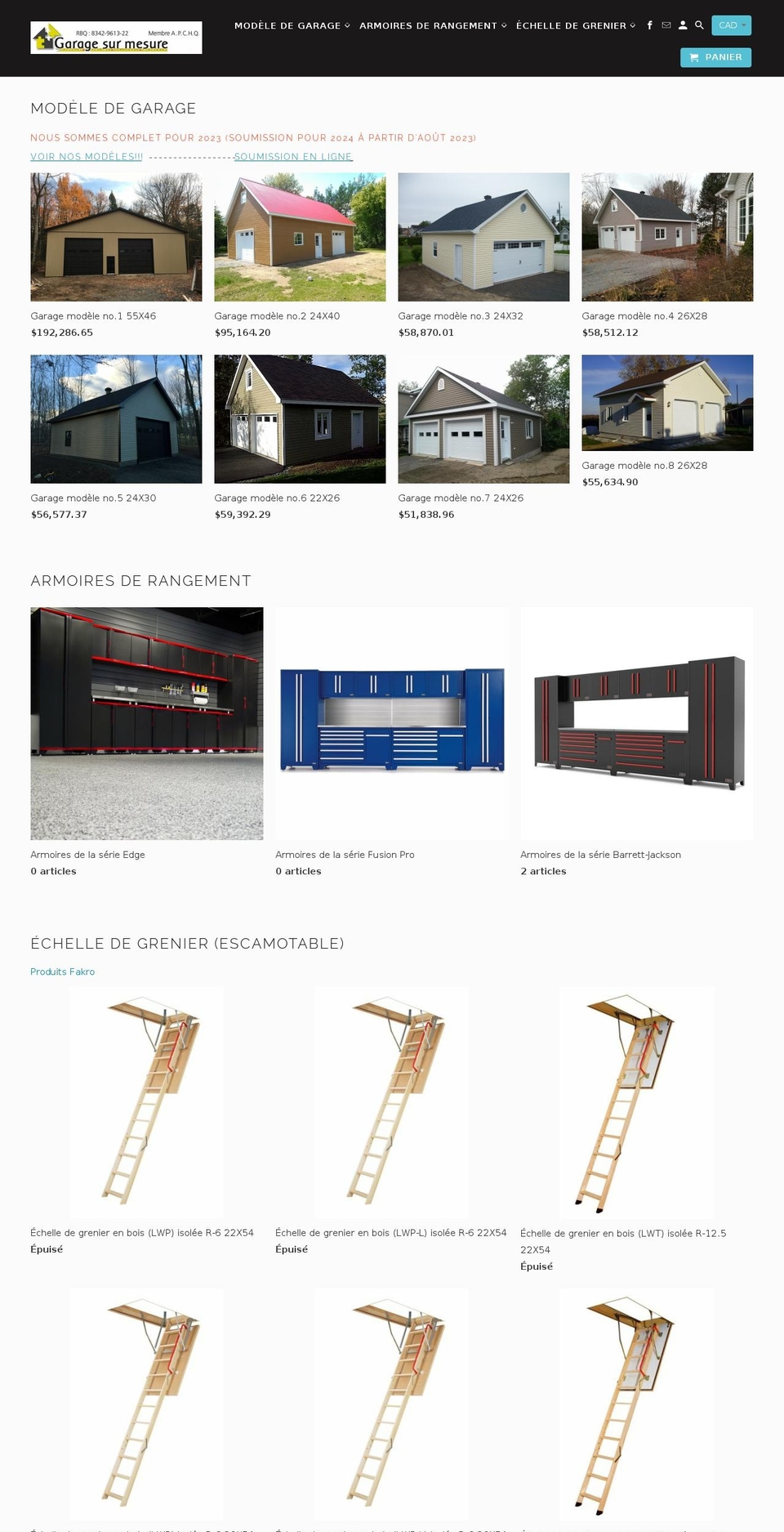 garagesurmesure.net shopify website screenshot