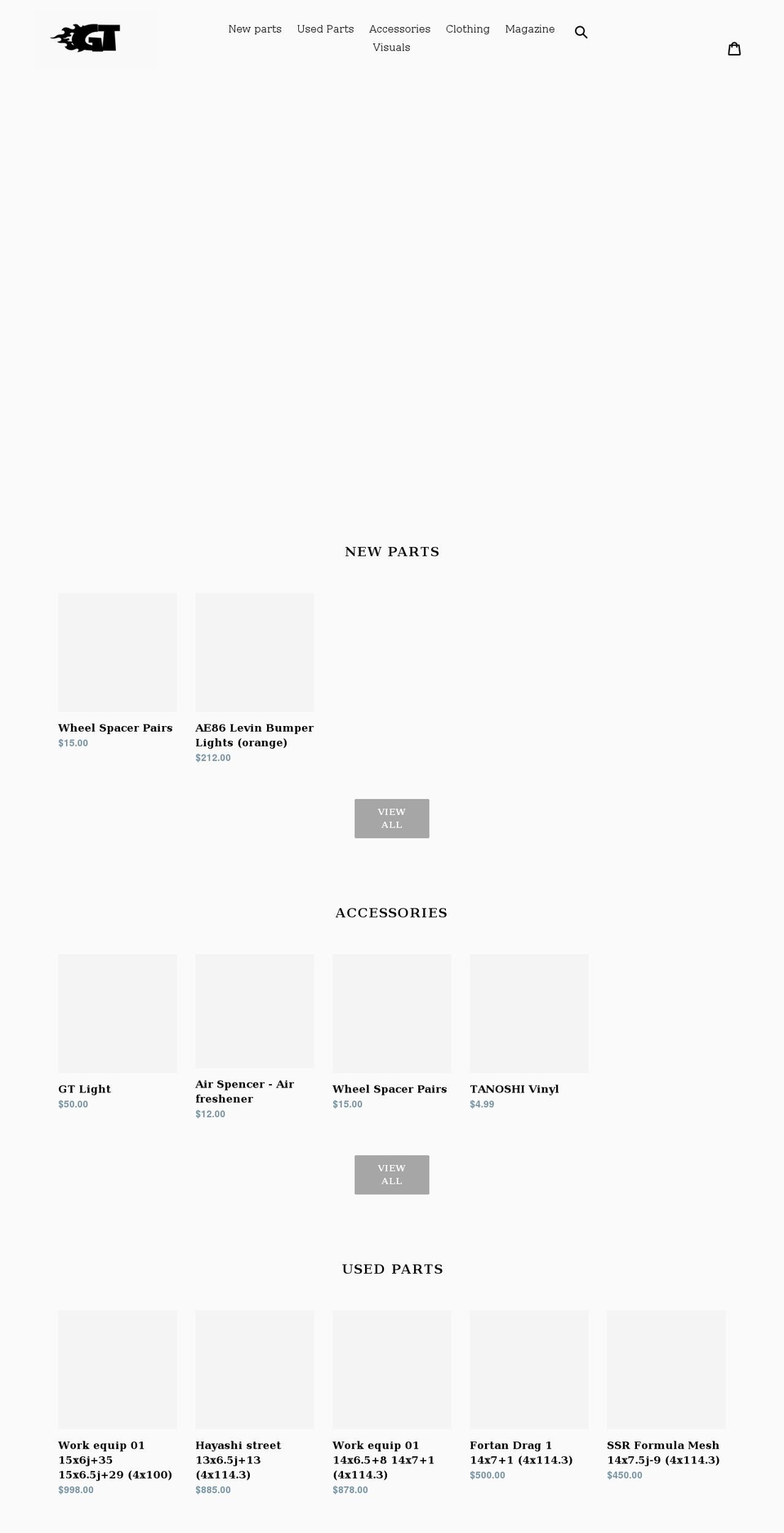 garagetanoshi.com shopify website screenshot